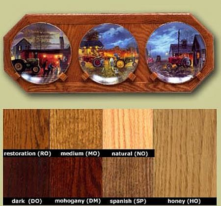Plate Holder - Octagon Frame - Three Place Solid Oak