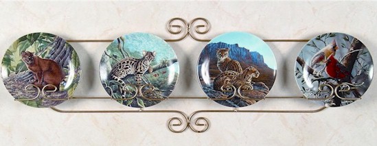 Plate Hangers - Wrought Iron 4 Place Horizontal