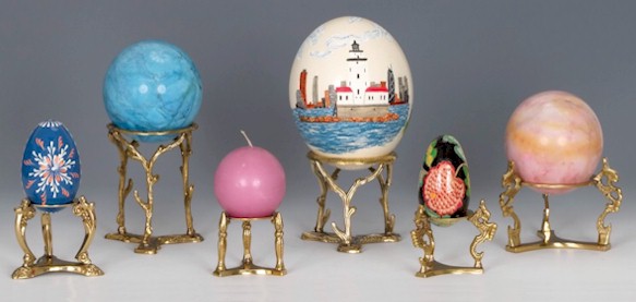 Larger Brass Egg and Sphere Stands