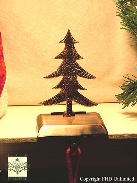 Stocking Hangers - Christmas Tree - Hammered Copper