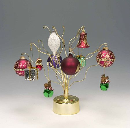  Ornament Trees - Rotating Tabletop - Gold Squiggley Branch