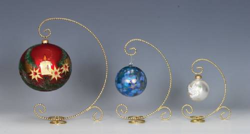 Ornament  Stands - Twisted Wire Brass Wide