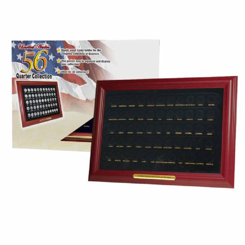 Coin Display Frame - 56 Slots for State Quarters