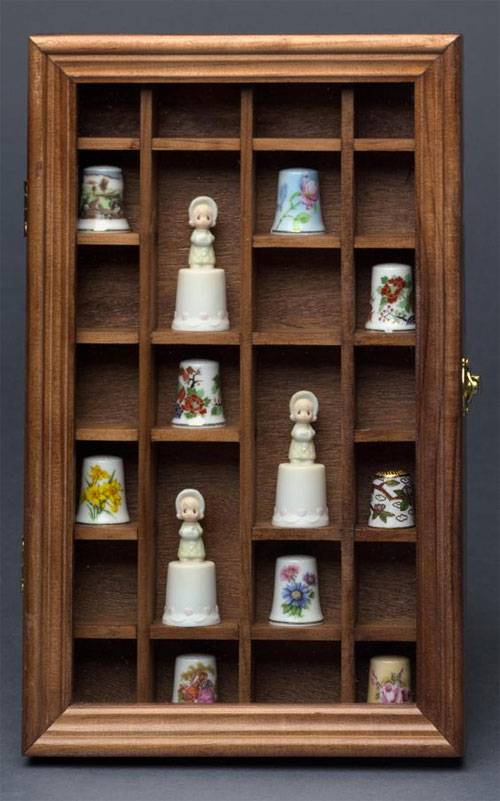 Collectors Cabinets - Thimble -  Twenty Five Openings Walnut Finish