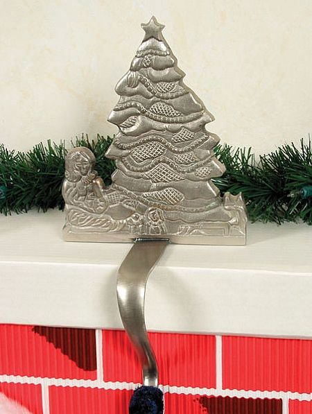 Stocking Hangers -Christmas Silver Tree