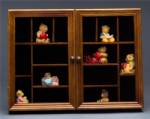  Curio Cabinets -  Medium - Sixteen Openings Walnut Finish Double Door