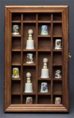 Collectors Cabinets - Thimble -  Twenty Five Openings Walnut Finish