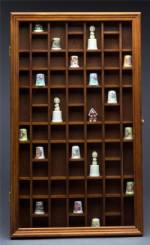 Collectors Cabinets - Thimble - Sixty Eight Openings Walnut Finish