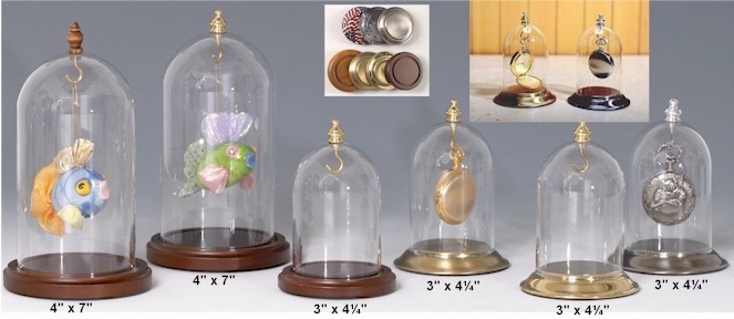   Glass Pocket Watch Domes -  Top Hook & Knob 3" x 4�"