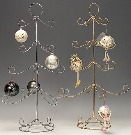Ornament Display Tree For Sale Set Of 4 Silver Ornament Stands - 7" Twisted Metal Christmas Tree Display Holders Wreath Stands For Display