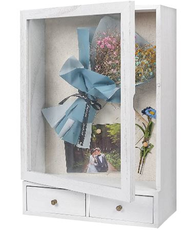 Shadow Box Display Case with Drawers - 11" x 14"