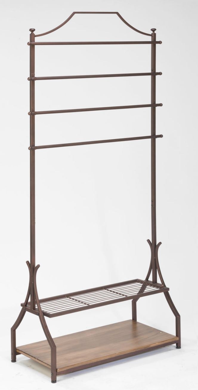 Clothing Rack - Bronze Metal Rack with Wood Veneer Base