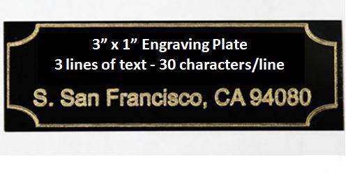 Engraving Plate - Gold Lettering on Black Plate - 3" x 1"