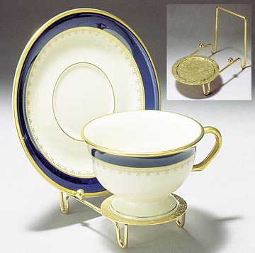 Brass Finish Cup & Saucer Display Stand 