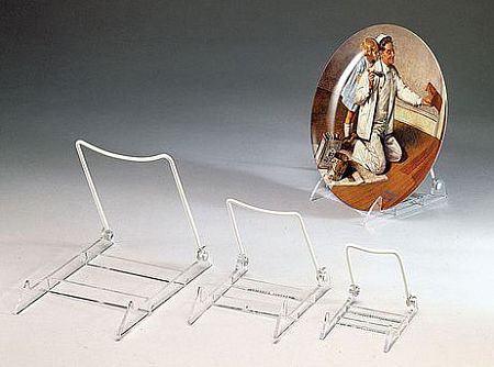 Plate Easels - Vinyl Coated White - Hinged Lucite Base- Set of 12