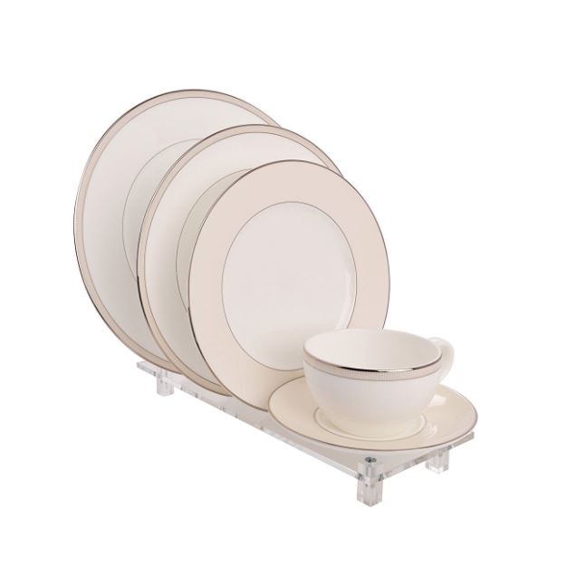 Side 3 & 5 Piece Plate Cup Saucer Dinnerware Place Setting Display Stand 