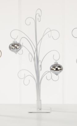 Ornament Trees - White Metal Ornament Stands - Set of 2