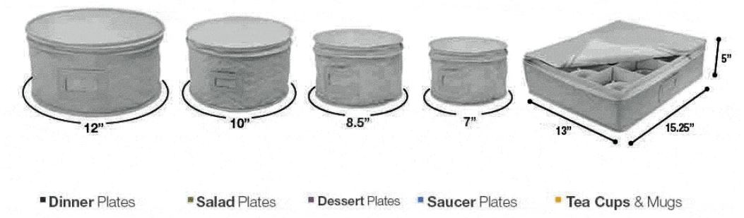 Dinnerware Storage - Gray 5 Piece Set, Dinnerware and China Storage