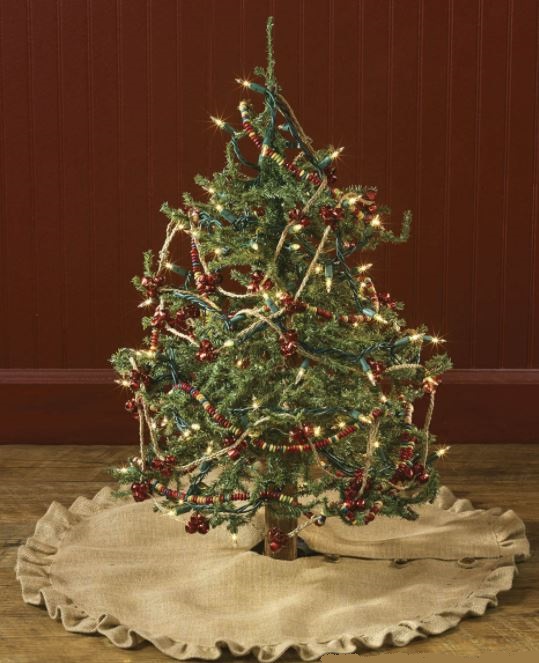 Country House new burlap red 24" round tree skirt 