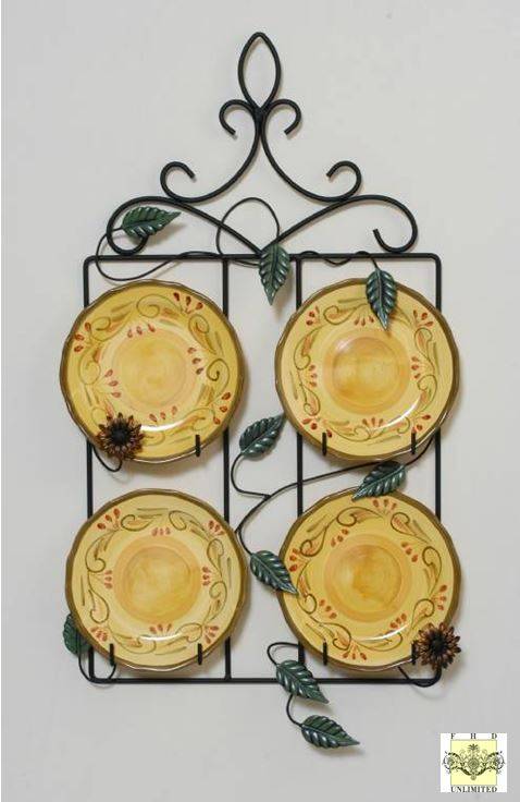Wrought Iron Plate Rack Square Four Plate Hanger For 8 9