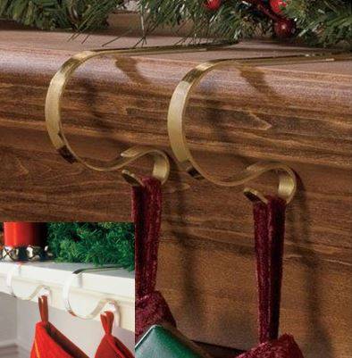 MantleClip Stocking Hangers - Brass - Set of 4
