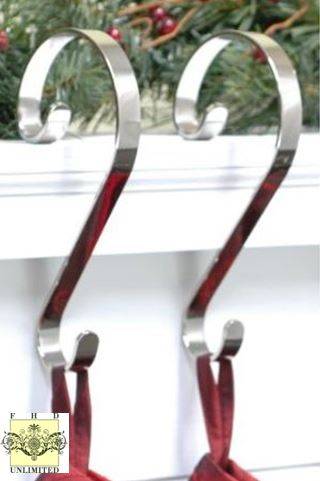 Stocking Scroll Hangers - Silver - Set of 4