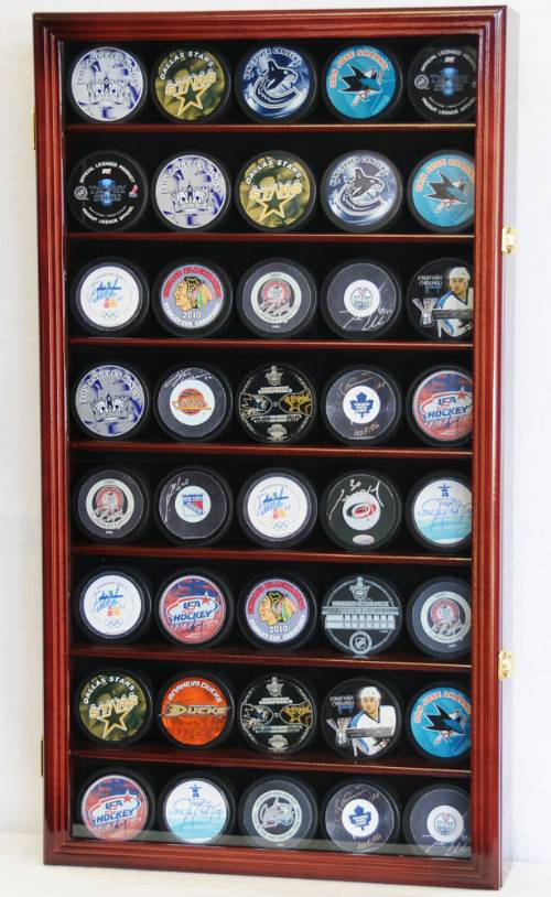 thumbnail image 2 of Wall Mount Puck Holder 12-Puck Hockey Display Case - Wall Mount Shadow Box For Hockey Puck Collection Wall Mount Puck Case 2 of 10