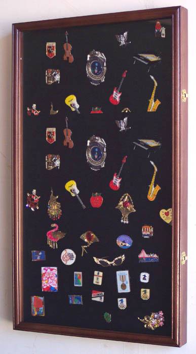 Display Case Cabinet Shadow Box for Military Medals, Pins, Patches