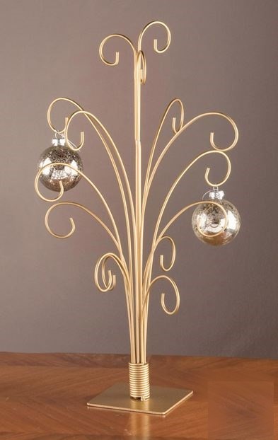 Ornament Trees - Gold Metal Ornament Stands - Set of 2