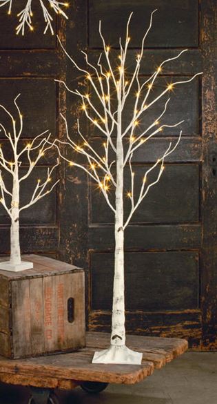 Display Tree - Large Lighted White Birch, Ornament Display Trees