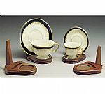 Cup and Saucer Holders - Wood - Teacup and Plate Stand - Set of 4